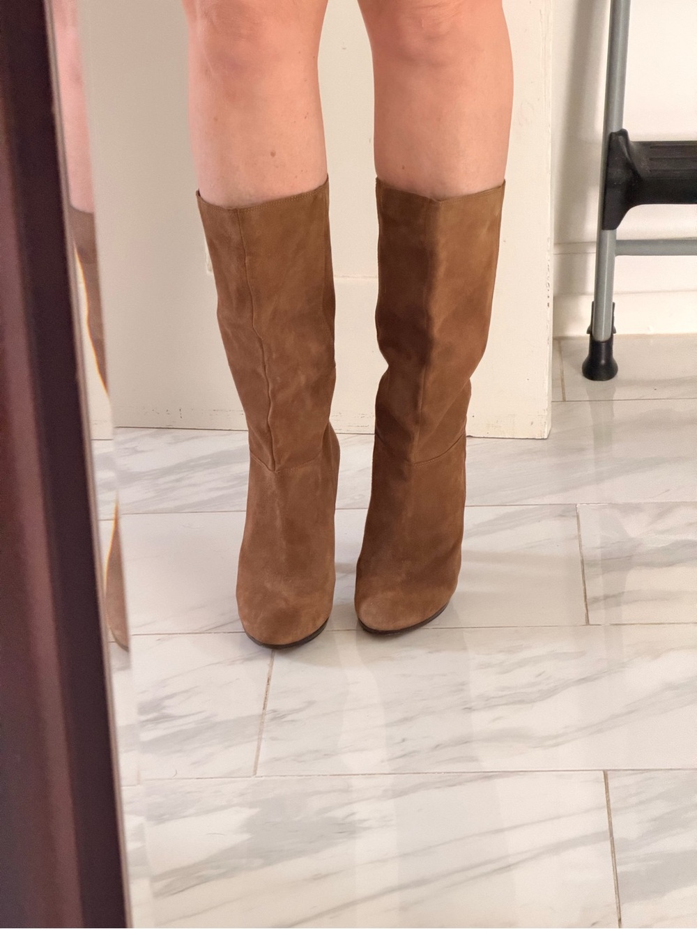 Nine West Brown Suede Knee-High Heeled Boots